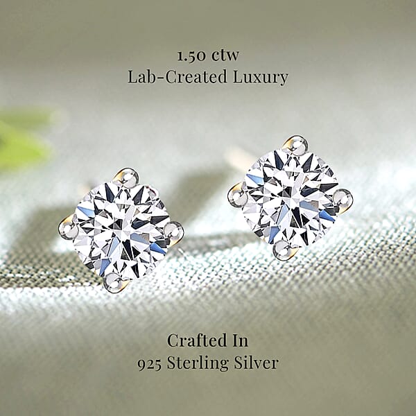 Luxuriant Lab Grown Diamond G-H SI 1.50 Ctw Solitaire Stud Earrings In Vermeil Yellow Gold Over Sterling Silver