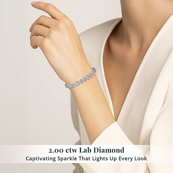 Luxuriant Lab Grown Diamond G-H SI 2.00 Ctw Bracelet In Rhodium Over Sterling Silver (7.25 In)