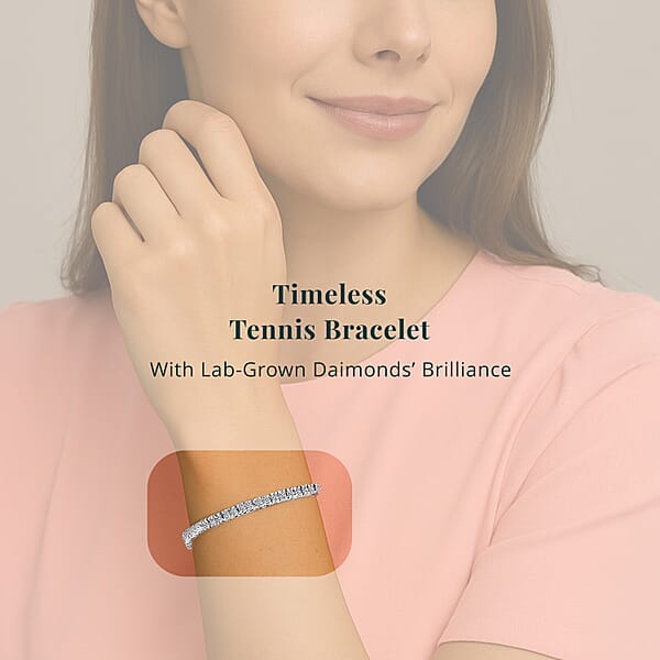 Luxuriant Lab Grown Diamond G-H SI 2.00 Ctw Bracelet In Platinum Over Sterling Silver (7.25 In)