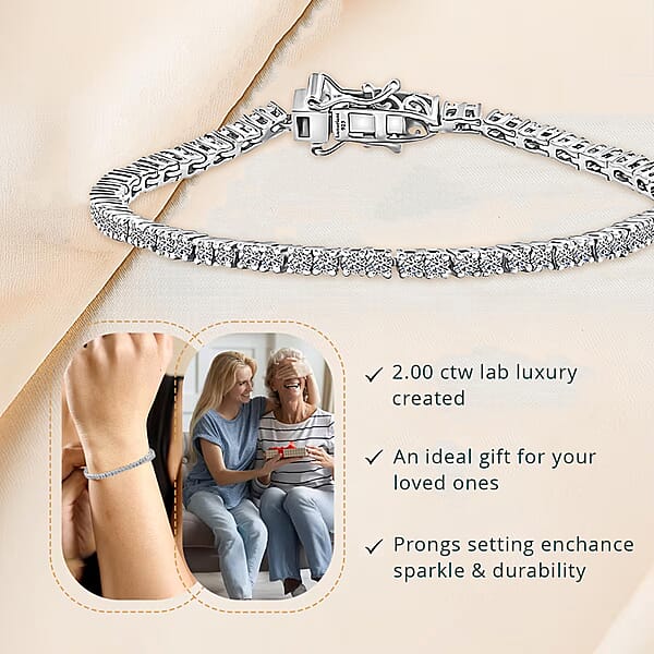 Luxuriant Lab Grown Diamond G-H SI 2.00 Ctw Bracelet In Platinum Over Sterling Silver (7.25 In)