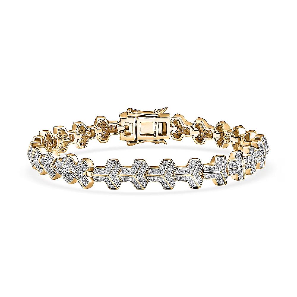 Luxuriant Lab Grown Diamond G-H SI 2.00 ctw Bracelet in 18K Vermeil Yellow Gold Over Sterling Silver (7.25 In)