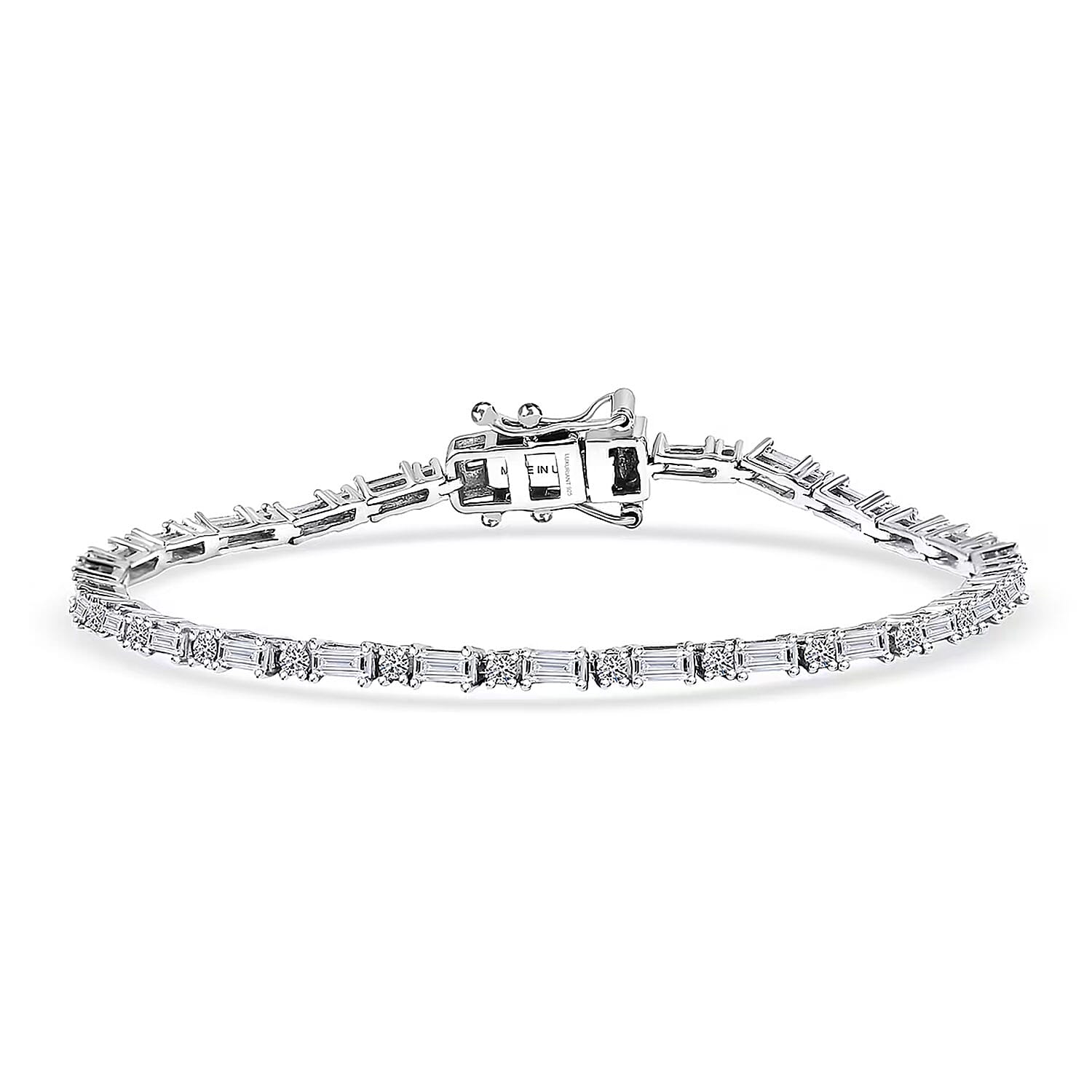 Luxuriant Lab Grown Diamond G-H SI 2.35 ctw Station Bracelet in Rhodium Over Sterling Silver (8.00 In)