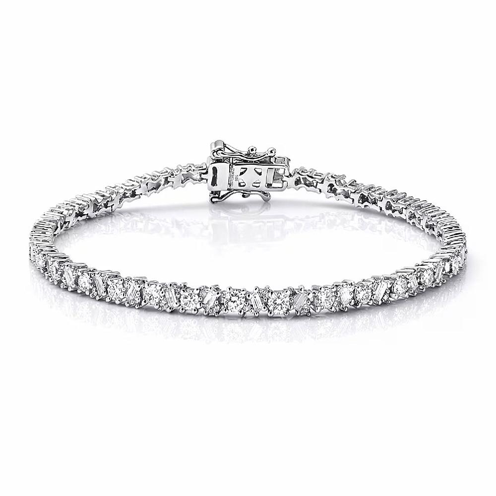 Luxuriant Lab Grown Diamond G-H SI 2.75 ctw Romanesque Line Bracelet in Rhodium Over Sterling Silver (7.25 In)
