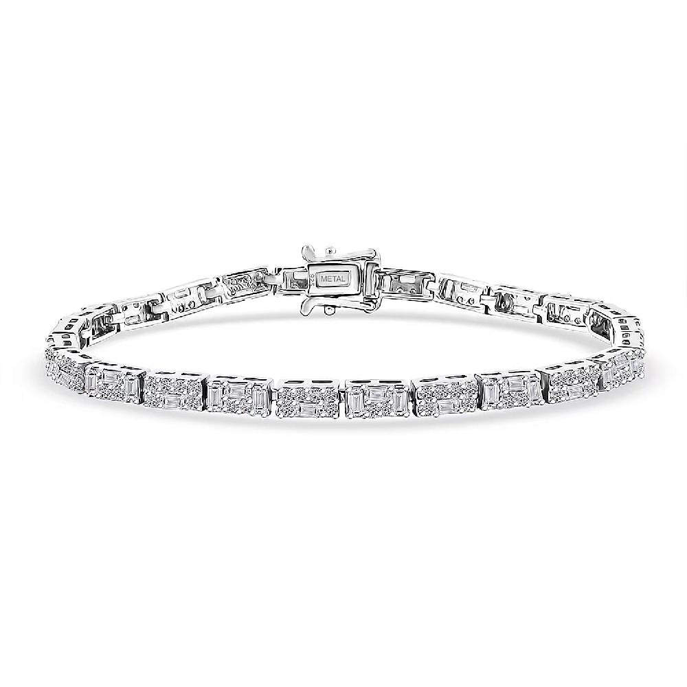 Luxuriant Lab Grown Diamond G-H SI 3.00 ctw Art Deco Bracelet in Rhodium Over Sterling Silver (6.50 In)