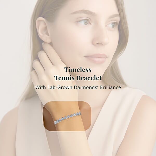 Luxuriant Lab Grown Diamond G-H SI 3.35 Ctw Waves Of Grace Bracelet In Rhodium Over Sterling Silver (6.50 In)