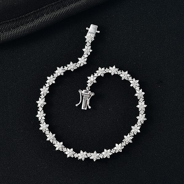 Luxuriant Lab Grown Diamond G-H SI 3.50 Ctw Eternal Blossom Bracelet In Rhodium Over Sterling Silver (8.00 In)