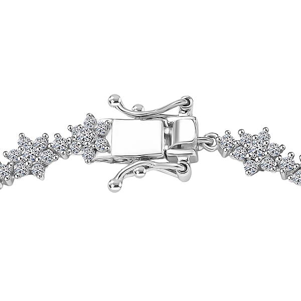 Luxuriant Lab Grown Diamond G-H SI 3.50 Ctw Eternal Blossom Bracelet In Rhodium Over Sterling Silver (8.00 In)