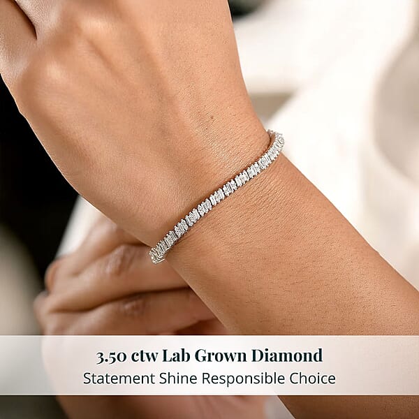 Luxuriant Lab Grown Diamond G-H SI 3.50 Ctw Matrix Line Bracelet In Rhodium Over Sterling Silver (7.25 In)