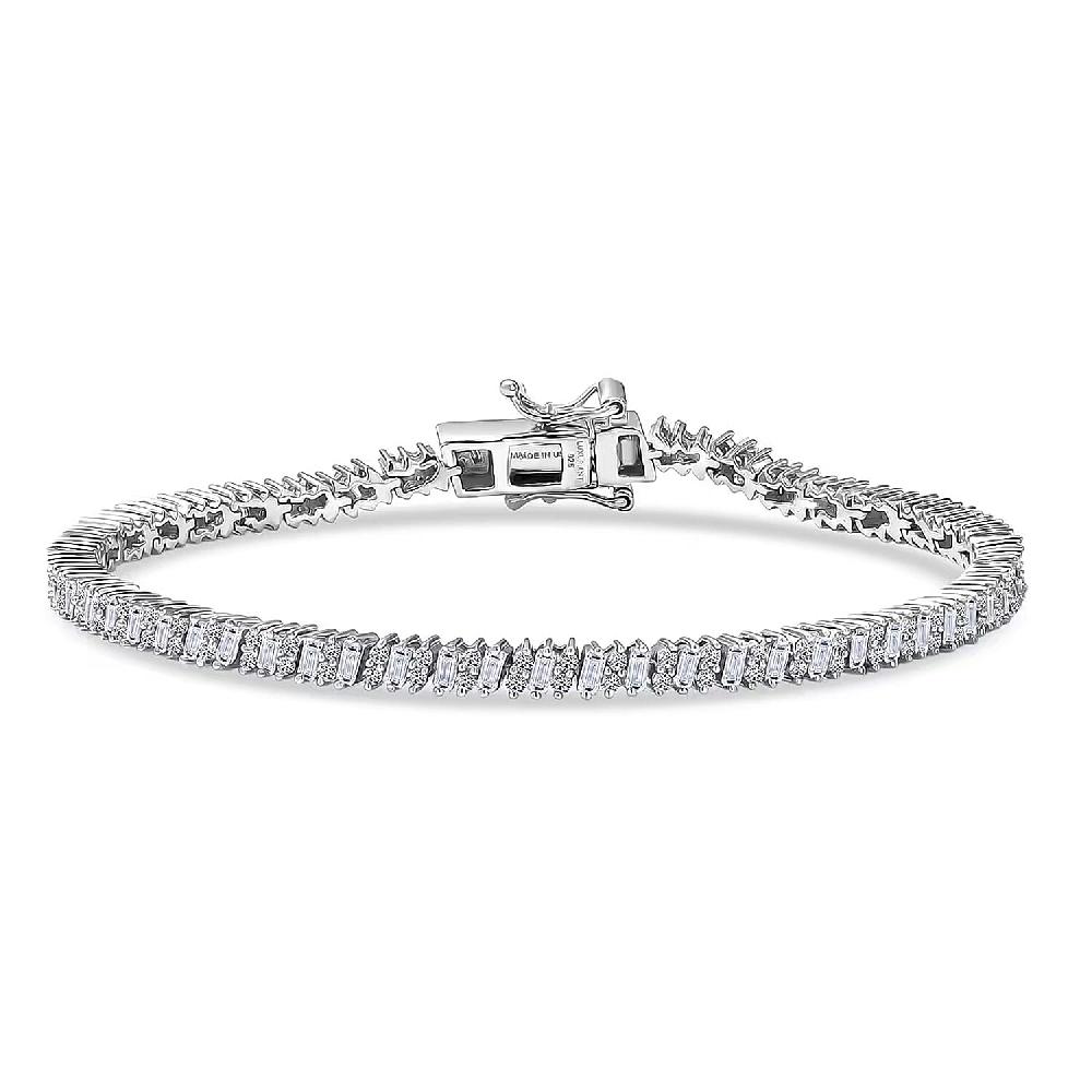 Luxuriant Lab Grown Diamond G-H SI 3.50 ctw Matrix Line Bracelet in Rhodium Over Sterling Silver (7.25 In)