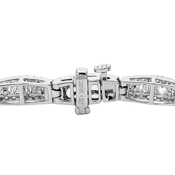 Luxuriant Lab Grown Diamond G-H SI 4.00 Ctw Beaded Bracelet In Rhodium Over Sterling Silver (7.25 In)
