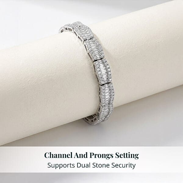 Luxuriant Lab Grown Diamond G-H SI 4.00 Ctw Bracelet In Rhodium Over Sterling Silver (6.50 In)