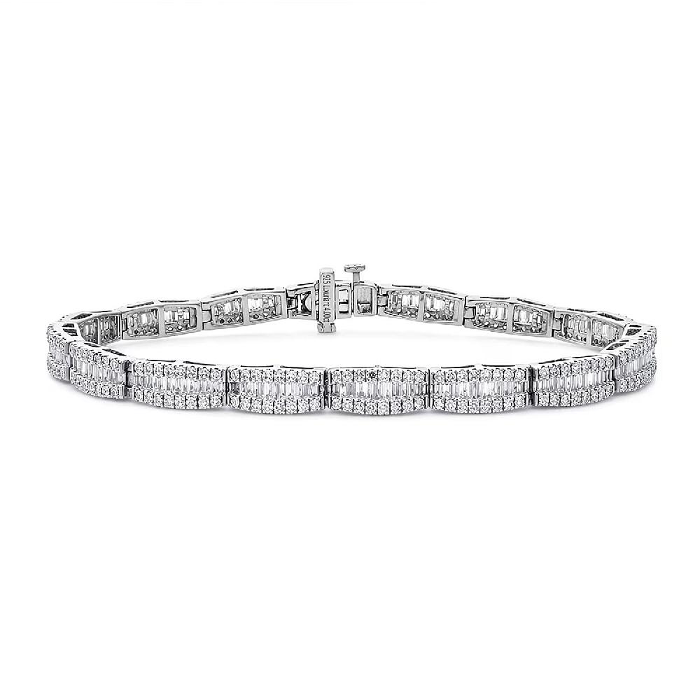 Luxuriant Lab Grown Diamond G-H SI 4.00 ctw Bracelet in Rhodium Over Sterling Silver (6.50 In)