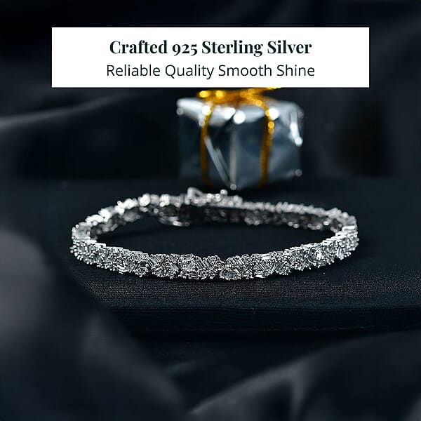 Luxuriant Lab Grown Diamond G-H SI 4.00 Ctw Matrix Link Bracelet In Rhodium Over Sterling Silver (7.25 In)