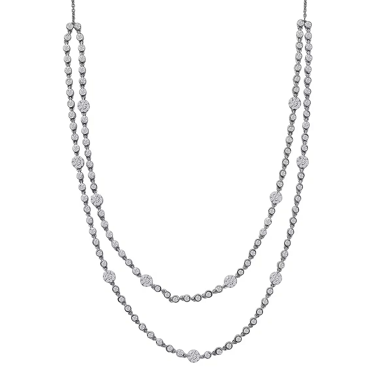 Luxuriant Lab Grown Diamond G-H SI 4.20 ctw Station Necklace 20-22 Inches in Rhodium Over Sterling Silver