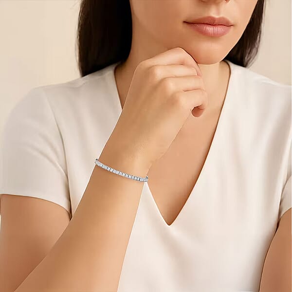 Luxuriant Lab Grown Diamond G-H SI 4.25 Ctw Radiance Tennis Bracelet In Rhodium Over Sterling Silver (7.25 In)