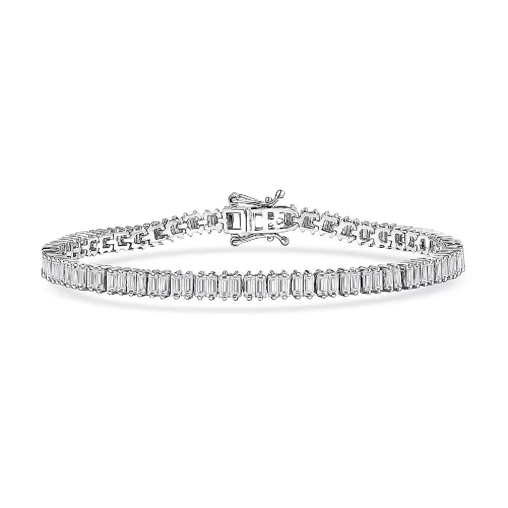 Luxuriant Lab Grown Diamond G-H SI 4.25 ctw Radiance Tennis Bracelet in Rhodium Over Sterling Silver (7.25 In)