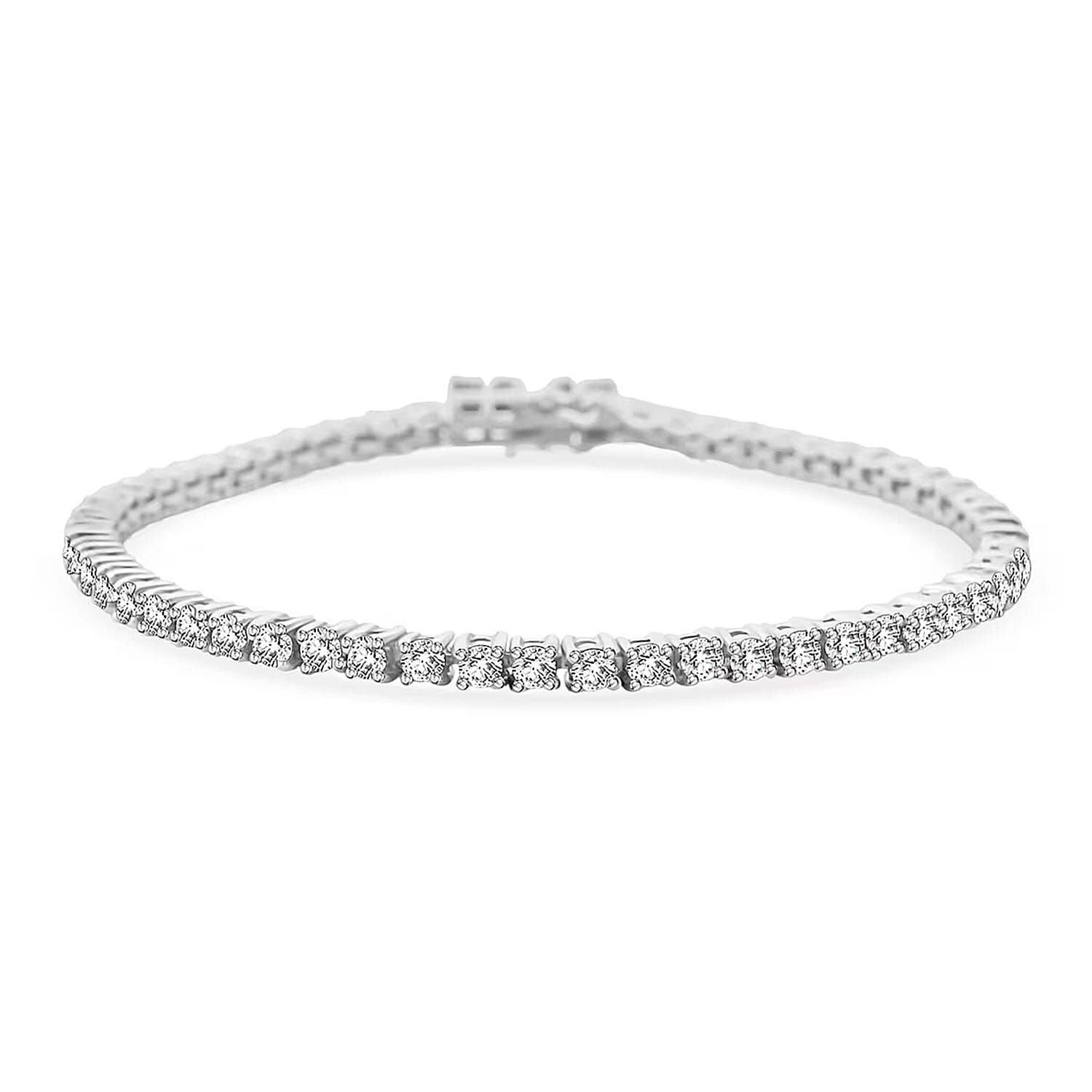 Luxuriant Lab Grown Diamond G-H SI 4.30 ctw Tennis Bracelet in Rhodium Over Sterling Silver (8.00 In)