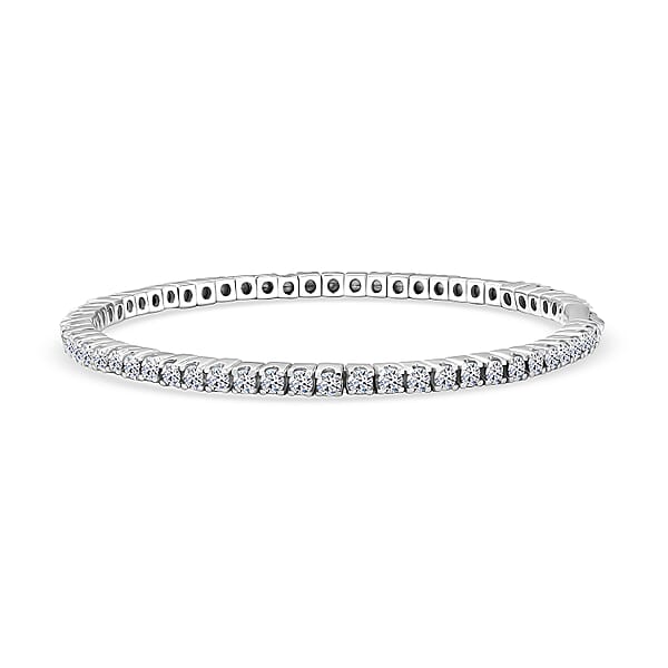 Luxuriant Lab Grown Diamond G-H SI 5.00 Ctw Bangle Bracelet In Rhodium Over Sterling Silver And Stainless Steel (7.50 In)