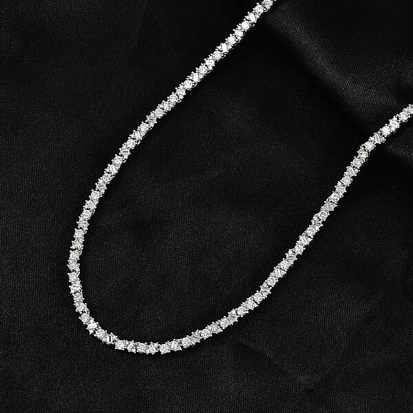 Luxuriant Lab Grown Diamond G-H SI 7.25 Ctw Romanesque Line Necklace In Rhodium Over Sterling Silver 18 Inches
