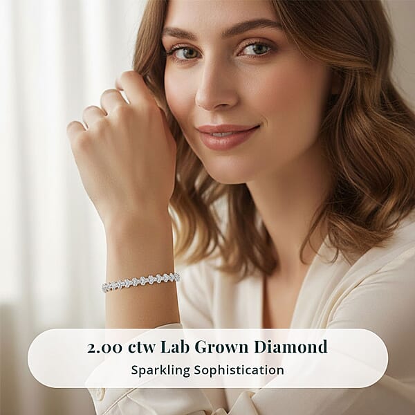 Luxuriant Lab Grown Diamond (G-H SI) Bracelet In Rhodium Over Sterling Silver 2.00 Ctw (8.00 Inches)