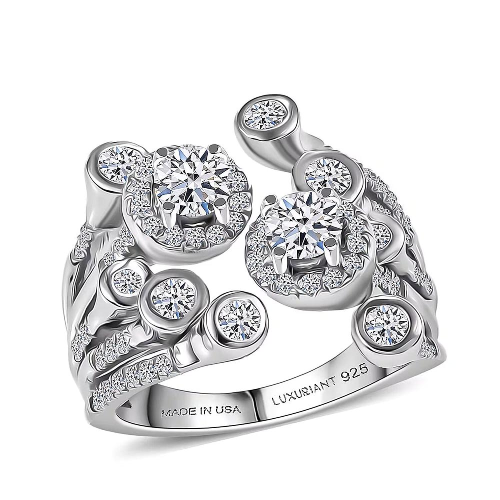 Luxuriant Lab Grown Diamond (G-H SI) Bubbles Ring In Rhodium Over Sterling Silver 1.50 Ctw