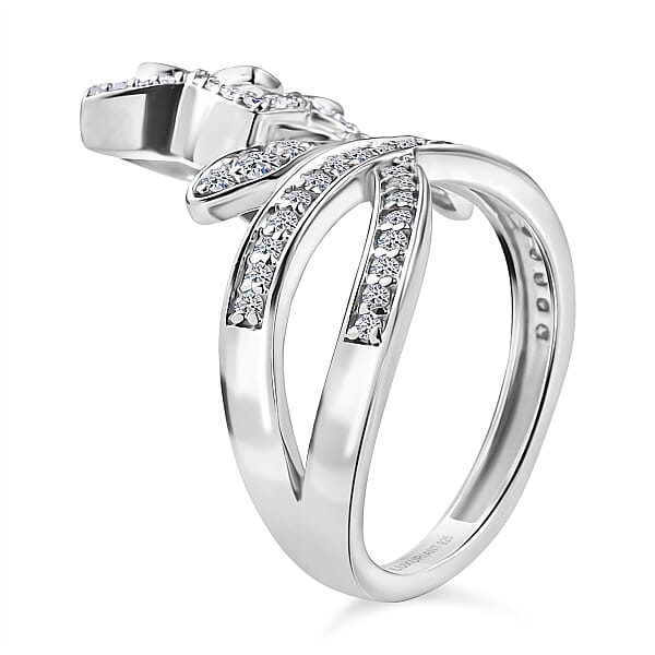 Luxuriant Lab Grown Diamond (G-H SI) Flower Ring In Rhodium Over Sterling Silver 0.75 Ctw