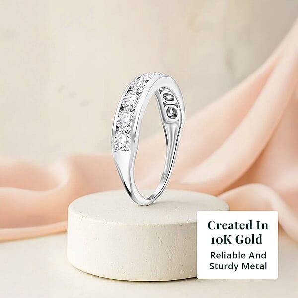 Luxuriant Lab Grown Diamond (G-H SI) Half Eternity Band Ring In 10K White Gold 1.00 Ctw