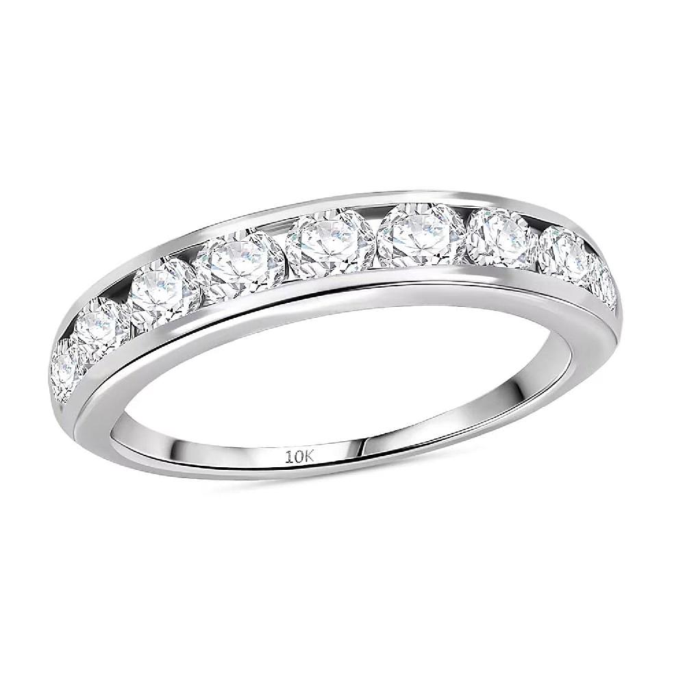 Luxuriant Lab Grown Diamond (G-H SI) Half Eternity Band Ring in 10K White Gold 1.00 ctw