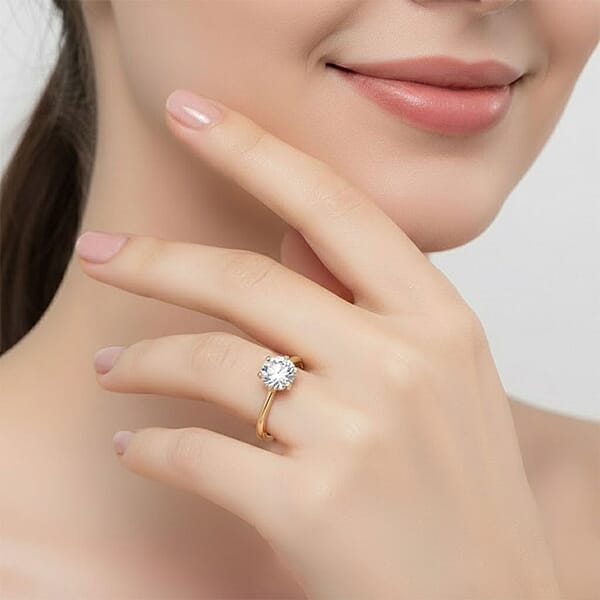 Luxuriant Lab Grown Diamond (G-H SI) Ring In 18K Vermeil YG Over Sterling Silver 1.03 Ctw
