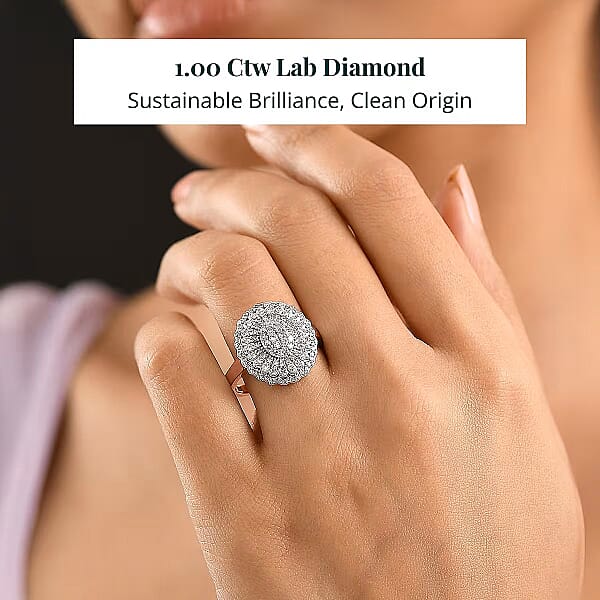 Luxuriant Lab Grown Diamond G-H SI Ring In 18K Vermeil RG Over Sterling Silver 1.00 Ctw