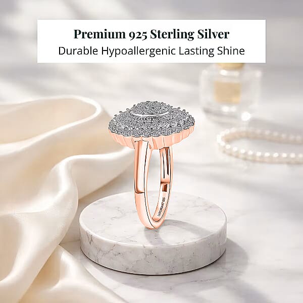 Luxuriant Lab Grown Diamond G-H SI Ring In 18K Vermeil RG Over Sterling Silver 1.00 Ctw