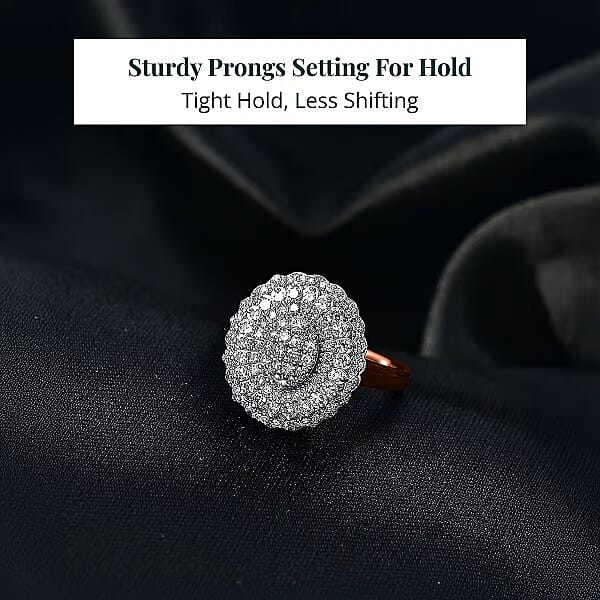 Luxuriant Lab Grown Diamond G-H SI Ring In 18K Vermeil RG Over Sterling Silver 1.00 Ctw