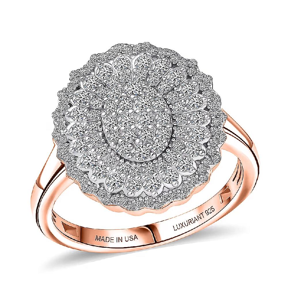 Luxuriant Lab Grown Diamond G-H SI Ring in 18K Vermeil RG Over Sterling Silver 1.00 ctw
