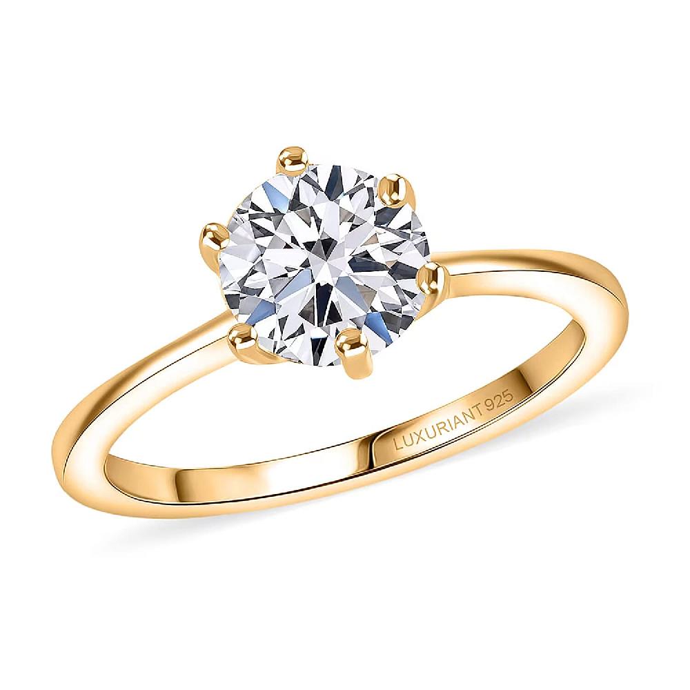 Luxuriant Lab Grown Diamond (G-H SI) Ring in 18K Vermeil YG Over Sterling Silver 1.03 ctw