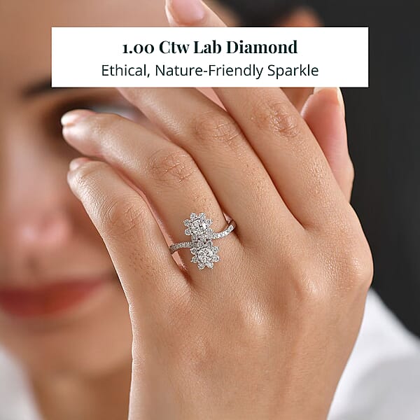 Luxuriant Lab Grown Diamond (G-H SI) Ring In Rhodium Over Sterling Silver 1.00 Ctw
