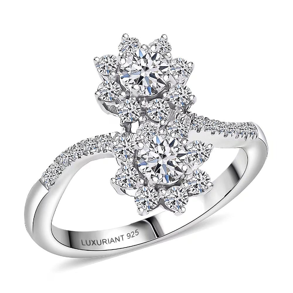 Luxuriant Lab Grown Diamond (G-H SI) Ring in Rhodium Over Sterling Silver 1.00 ctw