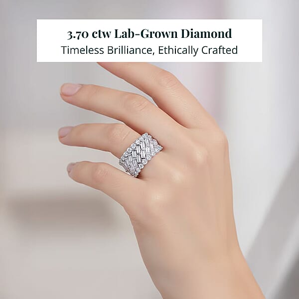Luxuriant Lab Grown Diamond (G-H SI) Ring In Sterling Silver 3.70 Ctw