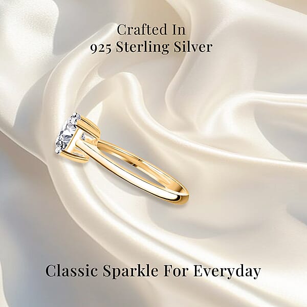 Luxuriant Lab Grown Diamond (G-H SI) Ring In Vermeil YG Over Sterling Silver 1.50 Ctw