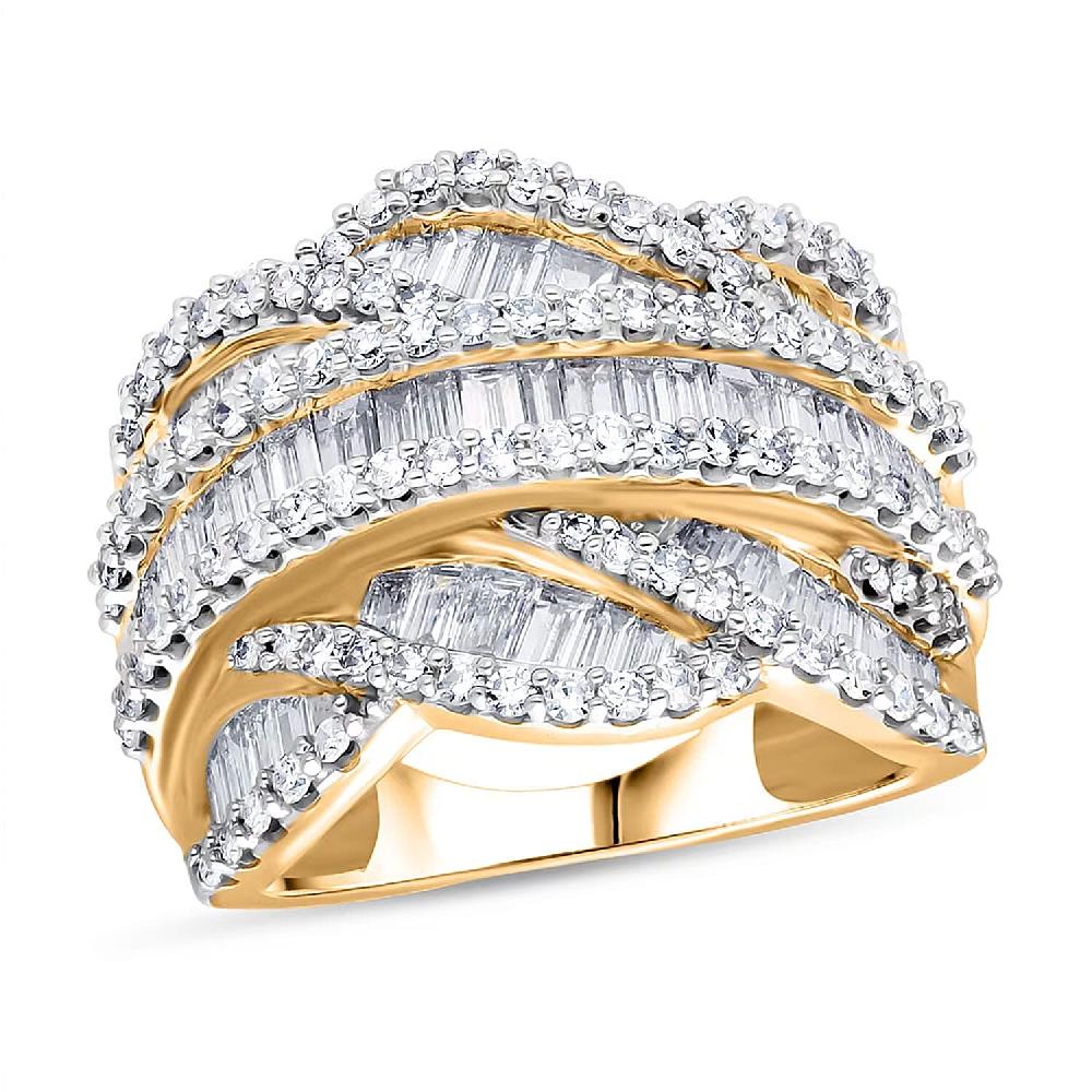 Luxuriant Lab Grown Diamond (G-H SI) Waves Ring in 18K Vermeil YG Over Sterling Silver 3.00 ctw