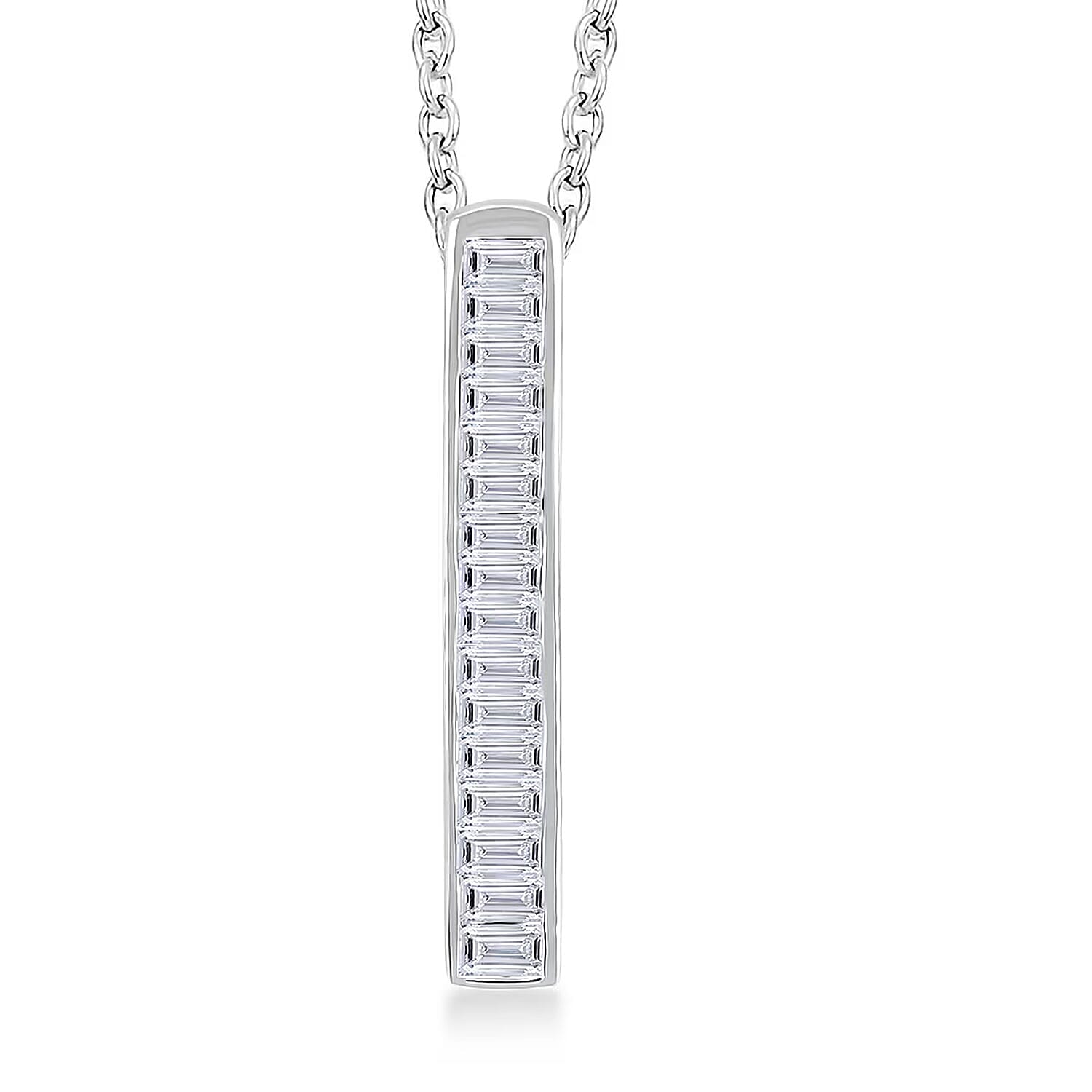 Luxuriant Lab Grown Diamond G-H VS 0.75 ctw Axis of Light Pendant Necklace in Sterling Silver 18 Inches