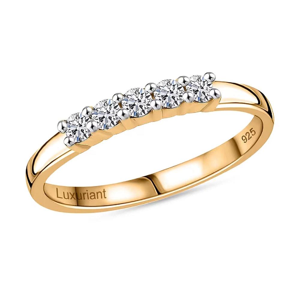 Luxuriant Lab Grown Diamond (G SI) 0.25 ctw Band Ring in 18K Vermeil Yellow Gold Over Sterling Silver (Del. In 8-10 Days)