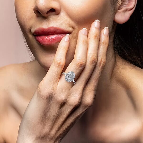 Luxuriant Lab Grown Diamond G SI 0.57 Ctw Moonlit Promise Ring In Sterling Silver
