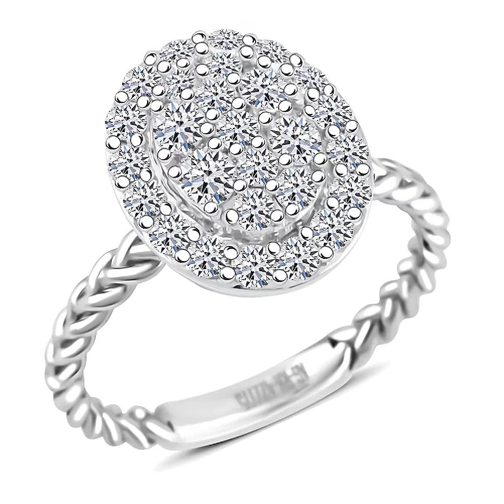 Luxuriant Lab Grown Diamond G SI 0.57 ctw Moonlit Promise Ring in Sterling Silver