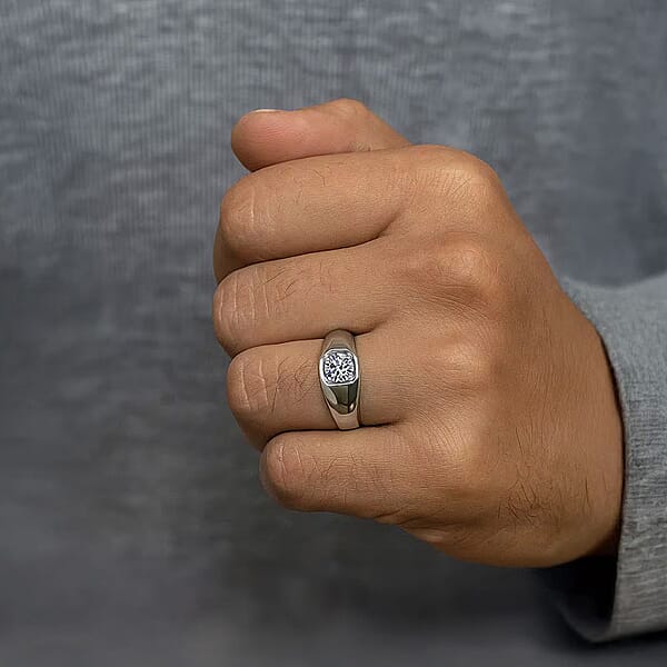 Luxuriant Lab Grown Diamond G SI 1.00 Ctw Men's Ring In Rhodium Over Sterling Silver (Del. In 12-15 Days)