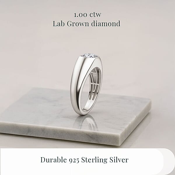 Luxuriant Lab Grown Diamond G SI 1.00 Ctw Men's Ring In Rhodium Over Sterling Silver (Del. In 12-15 Days)