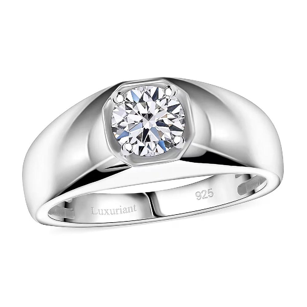 Luxuriant Lab Grown Diamond G SI 1.00 ctw Men's Ring in Rhodium Over Sterling Silver (Del. in 12-15 Days)