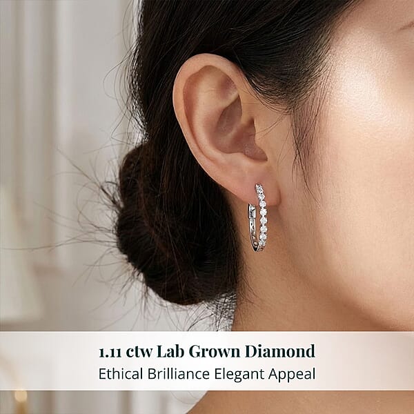 Luxuriant Lab Grown Diamond G SI 1.11 Ctw Arc Of Stars Earrings In Sterling Silver