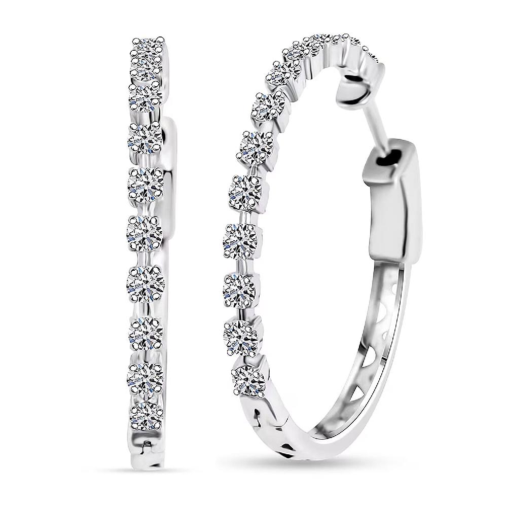 Luxuriant Lab Grown Diamond G SI 1.11 ctw Arc of Stars Earrings in Sterling Silver