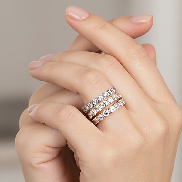 Luxuriant Lab Grown Diamond G SI 1.60 Ctw Set Of 3 Ring In Sterling Silver