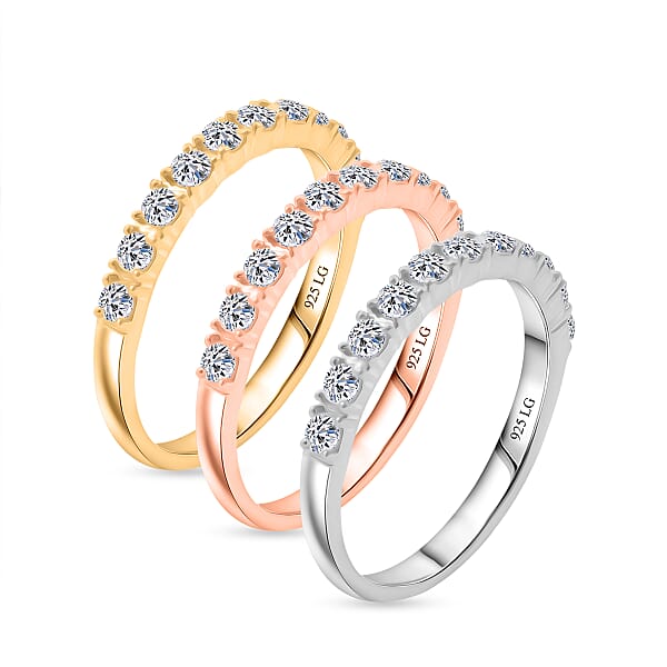 Luxuriant Lab Grown Diamond G SI 1.60 Ctw Set Of 3 Ring In Sterling Silver